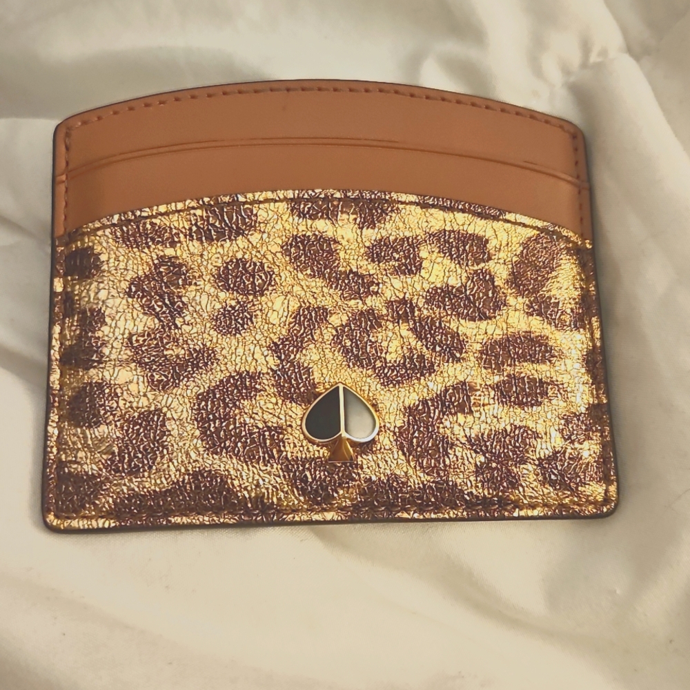 Kate Spade New York Purple Rose Gold Maroon Metallic Leopard Card Case